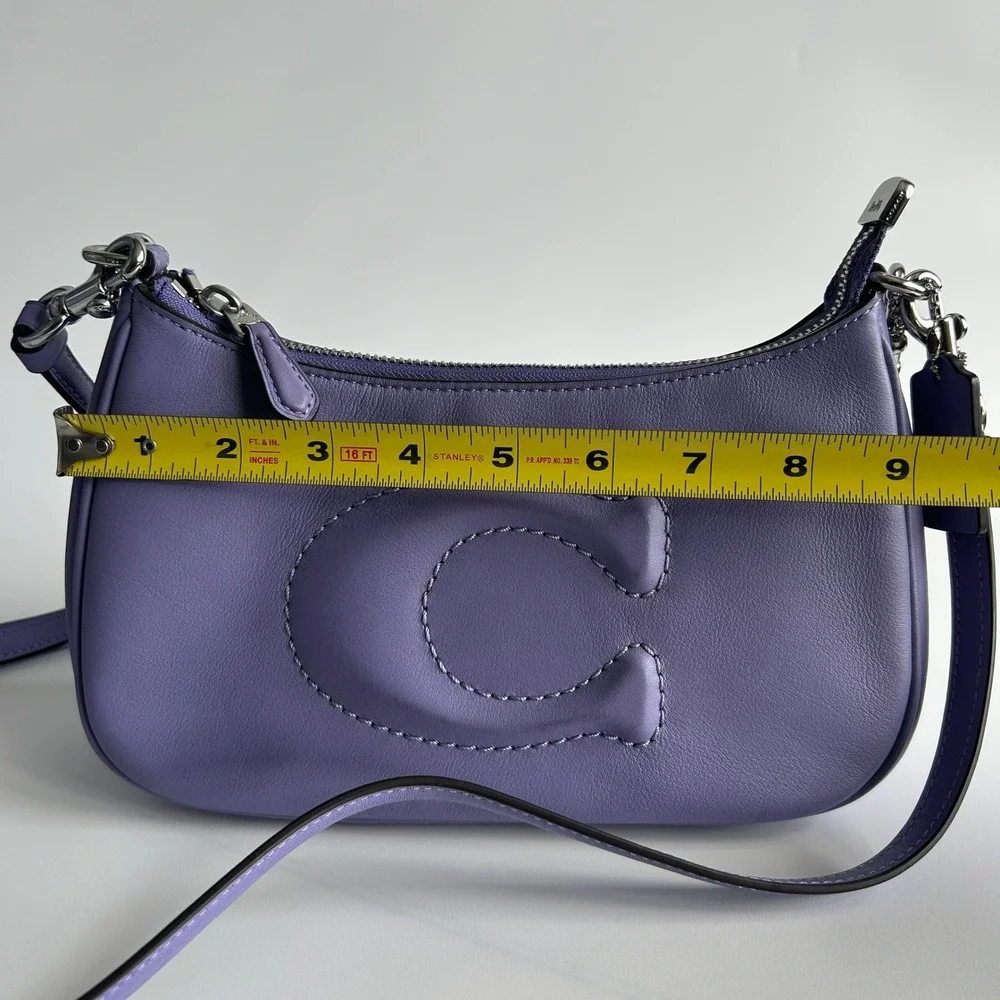 Coach Teri Light Violet Pebbled Leather Shoulder Bag Excellent